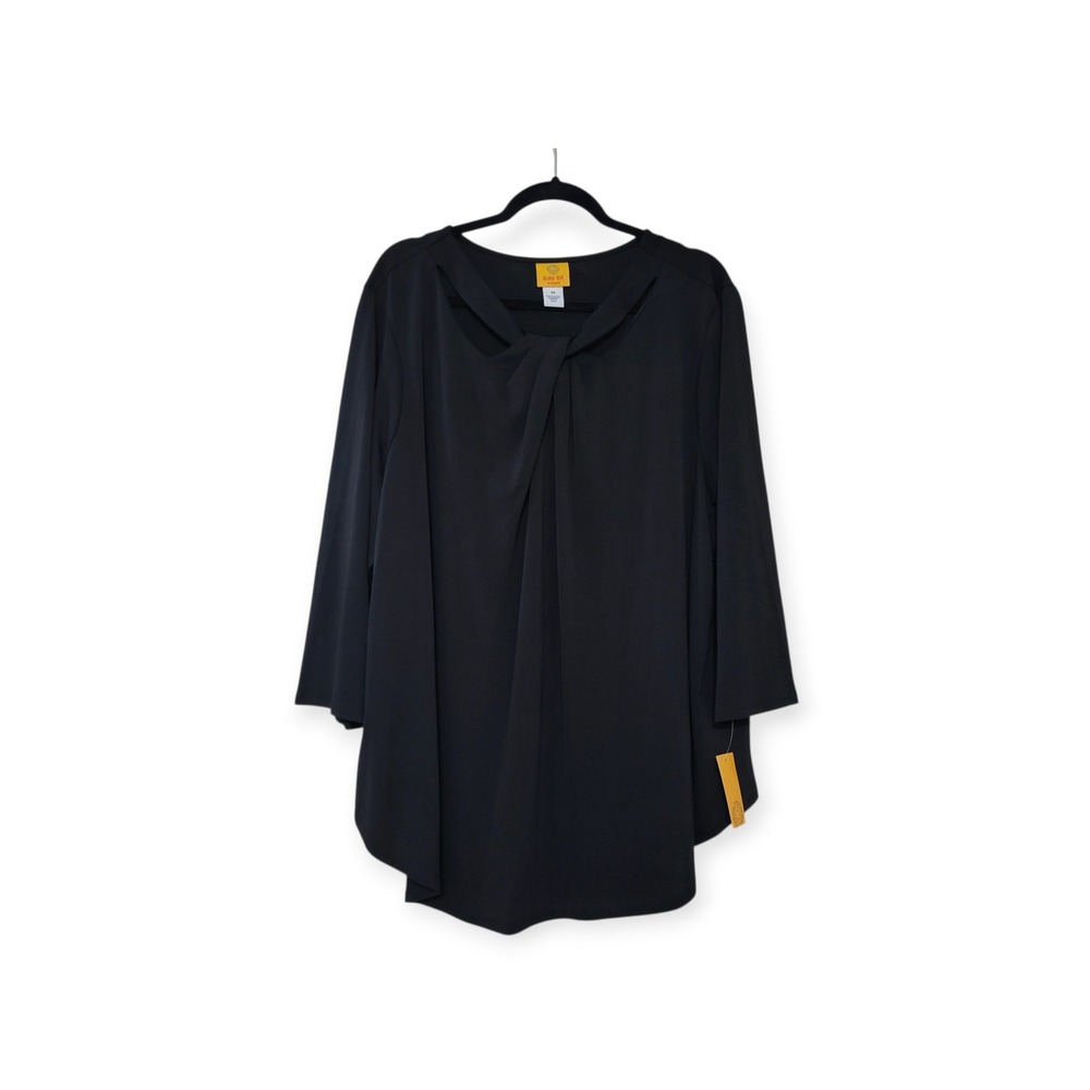 Ruby Rd Woman Black Twist Neck Cutout Blouse 3X 22253 Lightweight Knit NWT